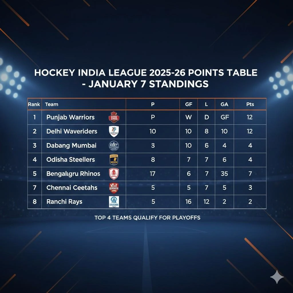 Hockey India League 2025–26 Points Table: Updated Women’s HIL Standings After January 7 Matches